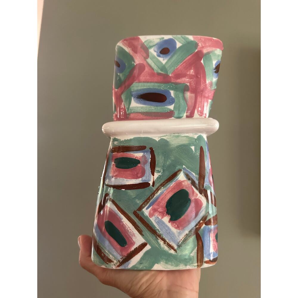 Vintage hand-painted vase colorful abstract unique rare one of a kind unique - Picture 5 of 16